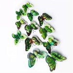 3D double butterflies with magnet, house or event decorations, set of 12 pieces, green color, A11